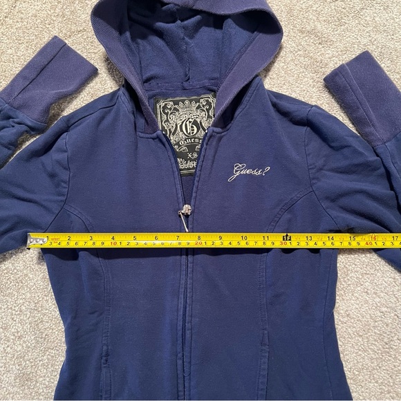 SOLD GUESS navy blue y2k vintage zip up tight fit jacket - Picture 8 of 8